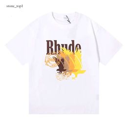 RHUDE THIRTS 24SS TOP QUANCE MENSE Designer T-shirt T-shirt Workout Shirts For Men T-shirts surdimensionnés T-shirt 100% coton RHUDE THIRTS VINTAGE COUPE COUPE US Taille 571