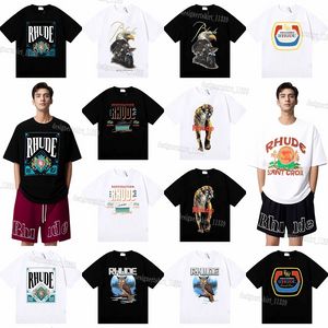 Rhude Shirt Clothes Tops Tiger Graphic Tee Poursuise Tshirt Summer Funny Short Sheeve plus lourd T-shirt Mens T-shirt Breathable HARAJUKU Vêtements de créateurs