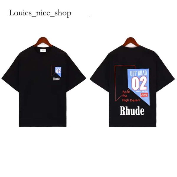 Rhude Shirt Couple Style 24SS Top Quality Loose Mens Deigner T-shirt Casual Fashion Short Sleeve Europe America Men Femmes Round Neck Us Size S-XXL 478