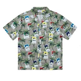 Camisa Rhude de diseñador, camisas informales de calidad Original para hombre, caja de cigarrillos, marca de moda, estampado de calle, pareja suelta