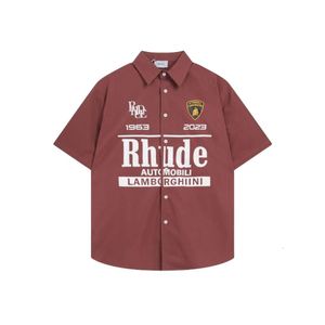 Rhude Shirt Designer Qualité originale Hommes Chemises décontractées Marque de mode Lettre imprimée à manches courtes pour hommes et femmes High Street Casual