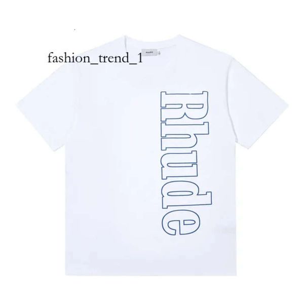 Rhude Shirt Designer T-shirt Hommes T-shirt de haute qualité Tess Mode décontractée à manches courtes Europe Amérique Hommes Femmes Col rond Luxe Tendance Marque T-shirts Taille US 6688