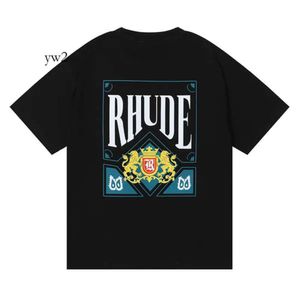 Rhude Shirt Designer T-shirt Mens Tshirt Fashion Fashion Loose Short Mens Mens Summer Vintage Shirts Women Mens T-Shirts Us Taille S-XL HAUTE QUALITÉ 7457