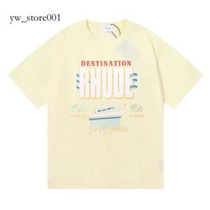 Rhude Shirt Ins Hot Spring Summer T-shirt de luxe américain Rhudes Skateboard Hommes Designer T-shirt Femmes Hommes Casual Bon Rhudes T-shirt 5154