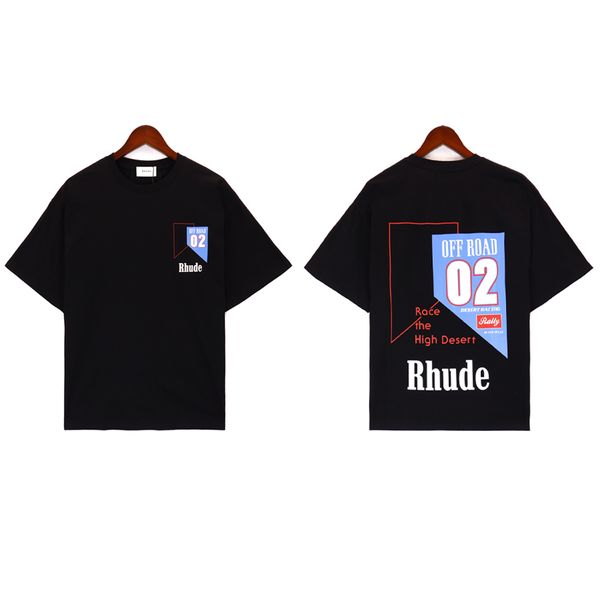 Rhude Shirt Mens Deigner T-shirt Casual Fashion Fashion Short Sleeve Europe America Men Femmes Round Neck Us Size S-xxl 12