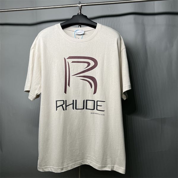 Rhude Shuth Mens Designer Classic F1 T Graphic Tee Camiseta Características Script Ambroidered personalizado de algodón vintage Camiseta de manga corta LPM RCJT001 8AN6