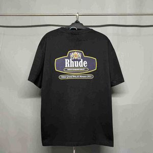 camisa rhude para hombre diseñador clásico F1 camiseta gráfica camiseta características rhude script camiseta bordada camiseta de manga corta de algodón vintage de ajuste personalizado lpm RCJT001