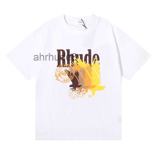 Rhude Shirt Mens Designer t Camisas de entrenamiento para hombres Camiseta de gran tamaño Camiseta 100% algodón Camisetas Vintage Manga corta Tamaño EE. UU. PSE8