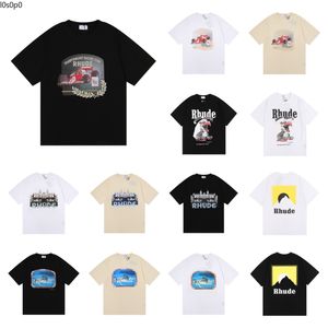 Rhude chemise à manches courtes à la mode luxe rhude hommes T-shirt designer T-shirt été pur coton motif imprimé couple T-shirt noir et blanc T-shirt 5001