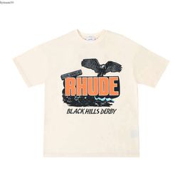 Rhude Shirt Worldwide Tee Black Hills Rally Awakening New Designer Men T-shirt Print Mens Shirt Casual et Short Loose Silk Shirt Tees Tshirt 184