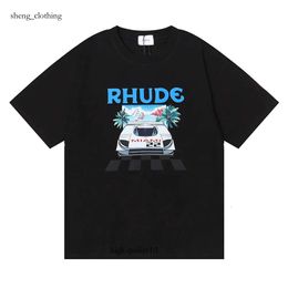 Rhude Short Desinger T-shirt Brand Mens T-Shirts Men Femmes Femmes de haute qualité 100% Coton Vêtements Hip Hop Top T-TEES US TAILLE S-XXL 105