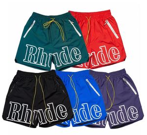 Pantalones cortos Rhude a la moda para hombre, pantalones cortos informales antilisos, pantalones de baloncesto transpirables Rhude para playa de hip hop, talla asiática