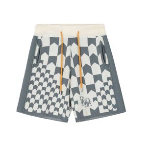 Shorts de rhume Designer short pour hommes shorts grands six corrects à damier de rhude de noix de cajou américain high street jacquard tricot short split décontracté 4510