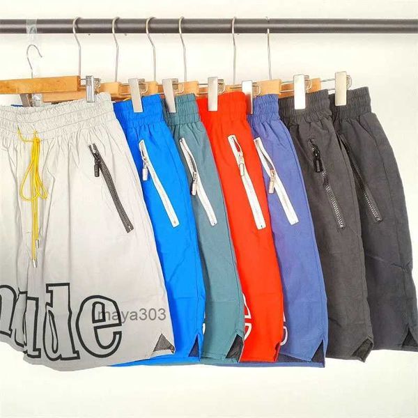 RHUDE Shorts Fog High Street Hipster DrawString 3M Alphabet Reflective Hip Hop Beach Five Point Basketball Pantal