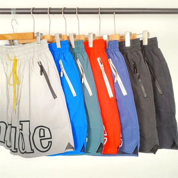 RHUDE Shorts Fog High Street Hipster DrawString 3M Alphabet Reflective Hip Hop Beach Five Point Basketball Pants Men de S4QC #