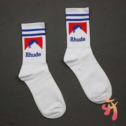 Rhude Simple Letter Hoogwaardige katoen European American Street Trend Socks Men and Women Socks Rhude paar In-Tube Socks 5AMV