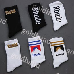 Rhude Sock Mens Pure Cotton Sock Designer Street Skateboard Socks Luxury Letter Knit Sock