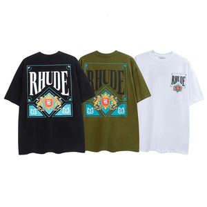 RHUDE Streetwear Mode Letters Kaart Afdrukken T-shirts Mannen Vrouwen Paar Stijl Katoen Losse Casual Hiphop Tees Beste Kwaliteit