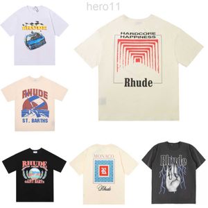Rhude Summer Designer Camiseta casual para hombre Top Monograma de lujo Camisa estampada Camiseta de manga corta para hombre y mujer Camiseta para hombre Skateboard Tendencia X4F1