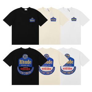 Rhude Summer Pure Cotton Mens T Shirts Damesontwerper T Shirts Rhude Gedrukte Fashion Man Tide T-Shirt Hoge kwaliteit US-maat M-XL