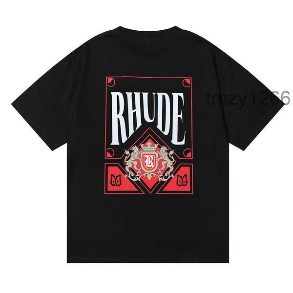 Rhude T-shirt Chemises de créateurs Vêtements pour femmes T-shirts graphiques Motif Tee High Street Coton Hip Hop Lettres simples Rétro Imprimer Lâche Racing Lpm BPT5