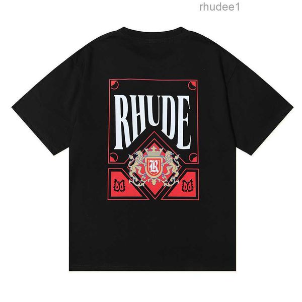 RHUDE T-shirt Designer Shirts Femmes Vêtements Graphic Tees Pattern Tee High Street Cotton Hip Hop Lettres simples Rétro Impression Loose Loose LPM N6L5