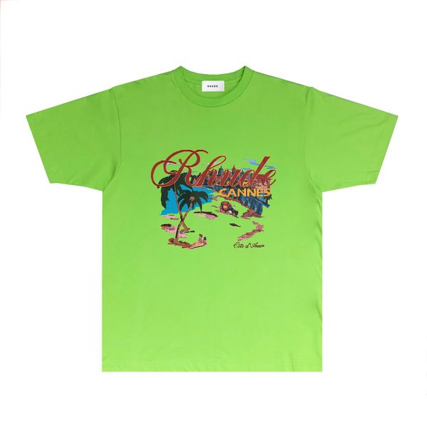 rhude camiseta diseñador camiseta para mujer Ropa de moda para hombre Moda manga corta RH117 Ciudad vacaciones impresa camiseta de manga corta multicolor tamaño S-XXL