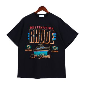 Rhude T-shirt Europe America Mens Designer Brand Vêtements Round Nou High Quality Sleeve Us Taille S-xxl