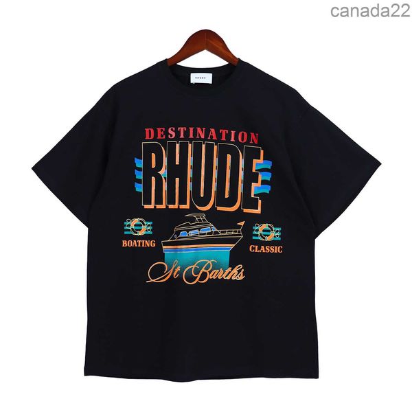 Rhude t-shirt Europe Amérique Hommes Designer Marque Vêtements Col Rond Haute Qualité Manches Courtes Taille Us S-xxl RT9N OYPT MWTN