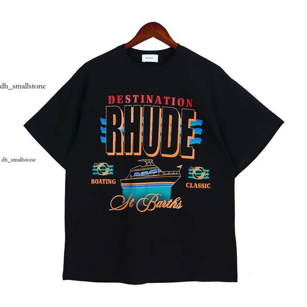 Rhude T-shirt Europe America Mens T-shirt Rhude Designer Brand Vêtements Round Nou High Quality Sleeve US SIZE S-XXL 313