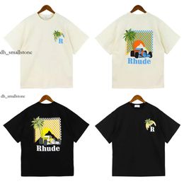 Rhude t-shirt luxe oversized t-shirt heren Rhude Summer American High Street Coconut Palm Truck Print Heren