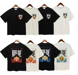 Rhude T-shirt T-shirt homme marque de créateur vêtements col rond haute qualité cocotier coucher de soleil logo T-shirt à manches courtes