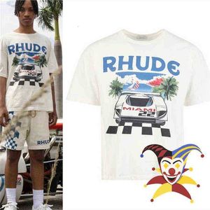 Rhude t-shirt hommes femmes haute qualité Miami Station Limited thème imprimé t-shirt t-shirt hauts