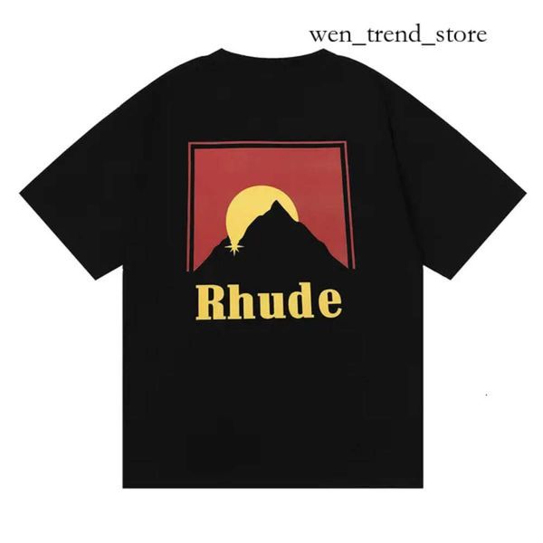 RHUDE T-shirt pour hommes Shorts Coroute de conception du designer Black White Gris Rainbow Colon de coton Colon Corde