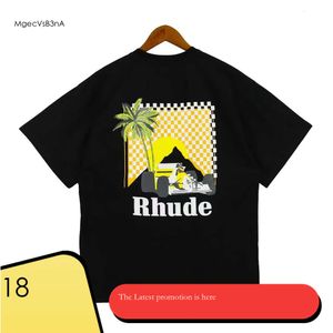 Rhude T-shirt Zomer Amerikaanse High Street Coconut Palm Truck Print Heren Designer T-shirt Losse Casual mannen en vrouwen 541