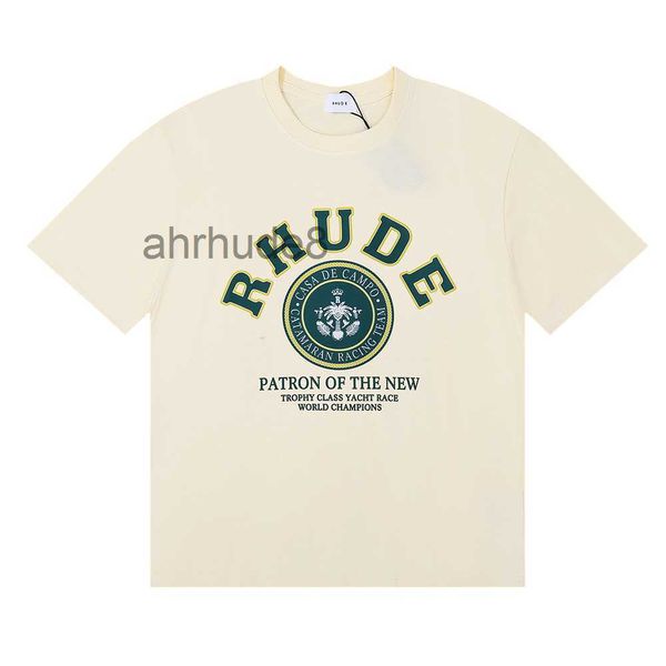Rhude camiseta diseñador de verano camiseta hombres camisas letra de lujo impresión para hombre ropa de mujer de manga corta S-xxl 6RK2