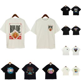 Rhude T-shirt Version Mens Designer T-shirt Black Beige Black Beige Top Tee Summer Man Casual Street Shorts Sleeves Rhude Tees Vêtements