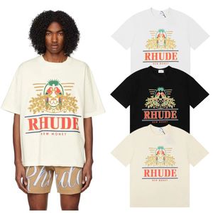 Rhude T-shirts Designer Heren Strandbroek Damesmouwen Shirts Casual T-shirt Veelzijdige Tees Shirt Sneldrogend Mesh 415