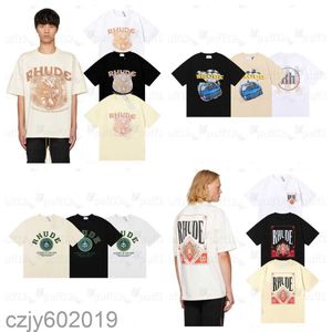 Rhude t-shirts Designer hommes T-shirt à manches courtes T-shirts Tshirt High Street Fashion Tee Hommes Femmes Style d'été légèrement surdimensionné Tops