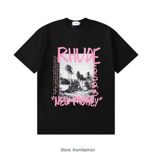 Rhude T Shirts For Men T Shirt Diseñadores Camisetas Men Tops Letra impresa Ropa de verano Manaje corto talla S-XL 56