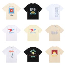T-shirts de rhude marque de luxe de mode masculine de design original hip hop coton t-shirt de haute qualité