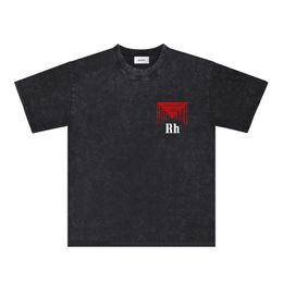 Rhude THICHS Camisa de diseñador para hombres Portos de moda ropa de moda ZRH001 Lavado de puerta colorido para hacer una vieja camiseta de manga corta S-XXL