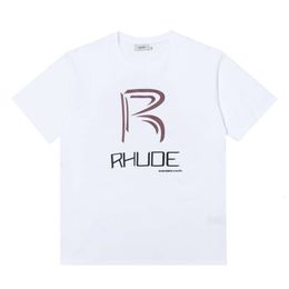 Rhude camiseta diseñador calidad original camisetas para hombre marca de moda High Street letra suelta cuello redondo tendencia versátil manga corta