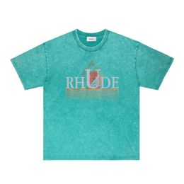 RHUDE TSHIRTS Designer T-shirts pour hommes et femmes Brands d'été Trendy Brands ZRH022 Lavage de voilier pour faire de vieux t-shirts à manches courtes S-xxl