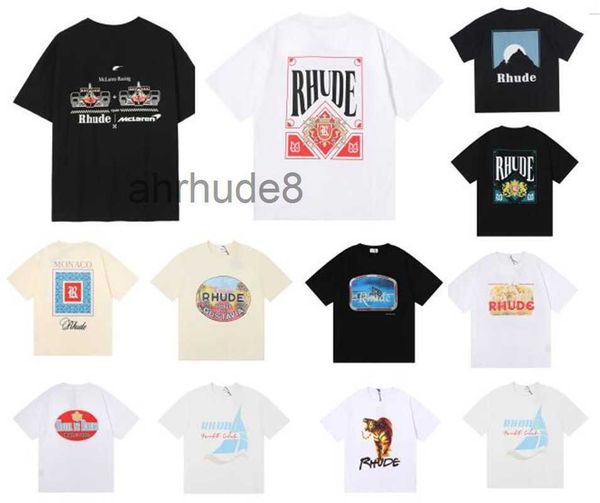 Rhudes Mens T-shirt à vendre de haute qualité Tess Designer Casual Fashion manches courtes Europe Amérique Hommes Femmes Col rond T-shirts Taille américaine S-XL 1R8J