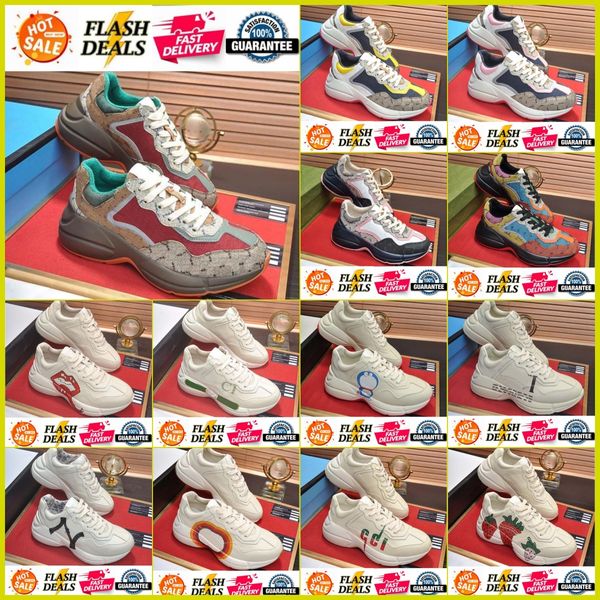 Rhyton Platform Classic Designer Chaussures Top Sneaker Plaid Motif Tennis 1977 Bee Daim Cuir Sports Skateboarding Chaussure Hommes Femmes Baskets Marche Noir Blanc