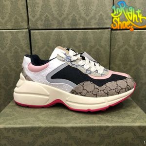 Rhyton Sneakers Designer schoenen Leer Canvas Lage geborduurde luxe gedrukte trainers Platform Vintage topkwaliteit Pink Women Maat EUR 34-45