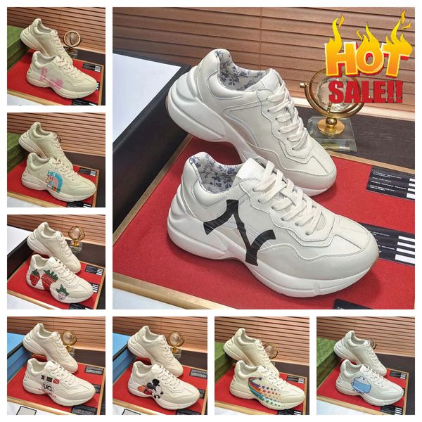 Sneakers Rhyton Gicci Designer Chaussures Multicolor Sneakor Hommes Femmes Plateforme Shoe Old Daddy Le cuir imprimé gros