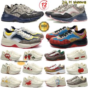 Rhyton baskets dames dames entraîneurs de luxe concepteur de luxe chaussures chaussures fashion chaussures wave bouche sneaker beige hommes femmes beige hommes dames en cuir chaussure taille 35-45