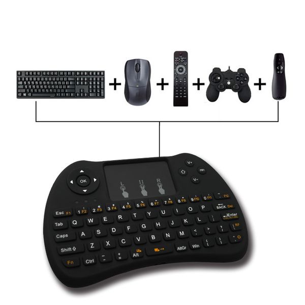 Mini teclado inalámbrico H9 con retroiluminación Control remoto Touchpad DPI Fly Air Mouse 2.4GHz Juego 70 teclas